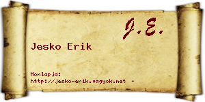 Jesko Erik névjegykártya